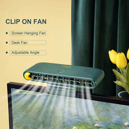 Computer Screen Hanging Fan with Phone Holder DailySale