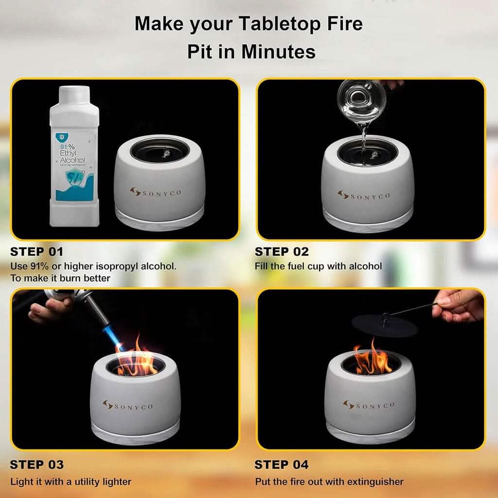 Concrete Tabletop Fire Pit DailySale