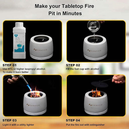Concrete Tabletop Fire Pit DailySale