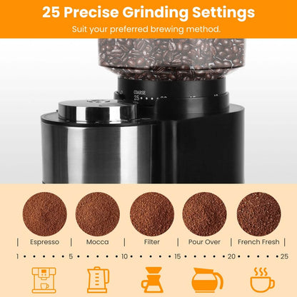 Conical Bur Coffee Bean Electric Grinder with 25 Grind Settings DailySale