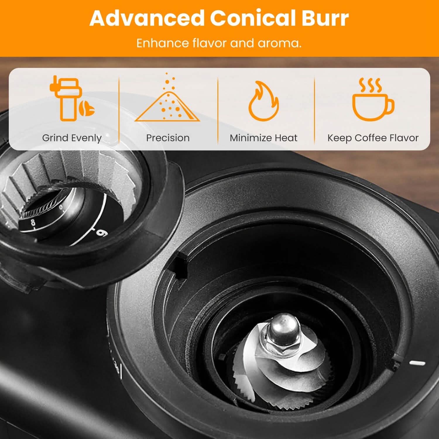 Conical Bur Coffee Bean Electric Grinder with 25 Grind Settings DailySale