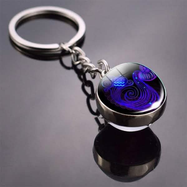 Constellation Double Side Cabochon Glass Ball Keychain DailySale