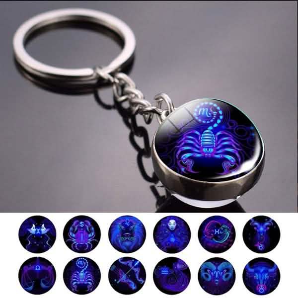 Constellation Double Side Cabochon Glass Ball Keychain DailySale