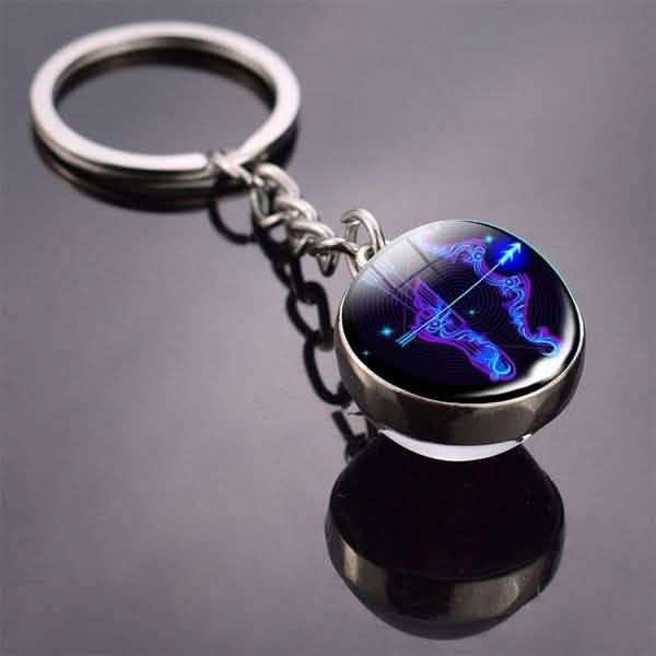 Constellation Double Side Cabochon Glass Ball Keychain DailySale