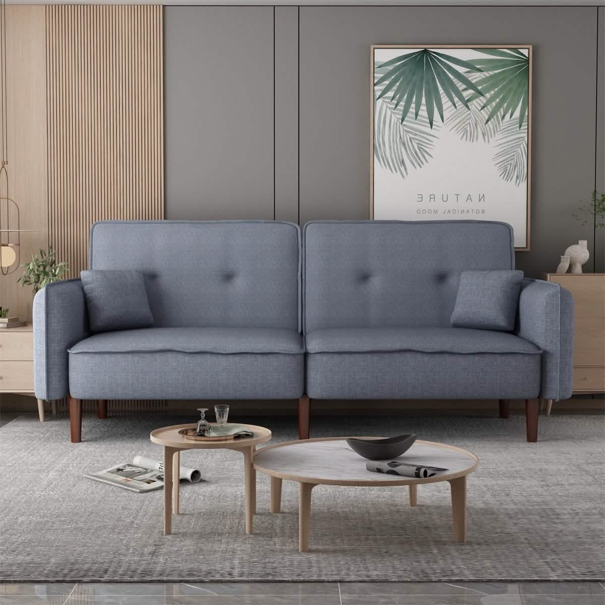 Convertible Futon Sofa Bed with 2 Pillows DailySale