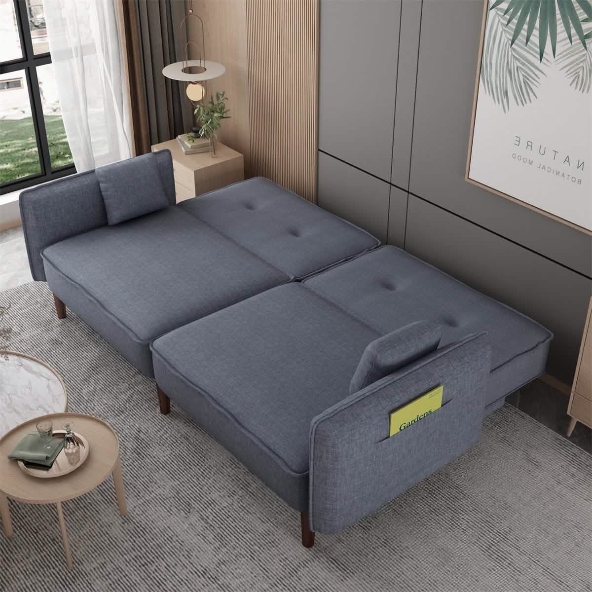 Convertible Futon Sofa Bed with 2 Pillows DailySale