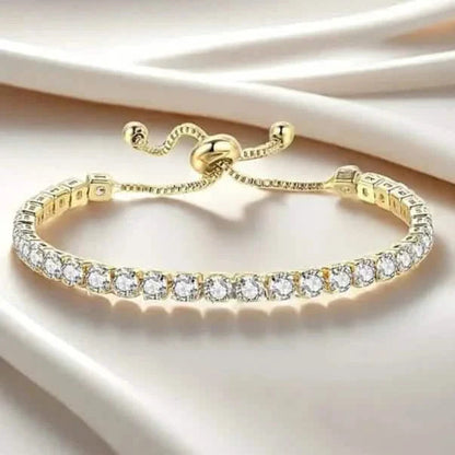 Copper Base with Plated Finish Synthetic Cubic Zirconia Inlay Adjustable Tennis Bracelet for Women DailySale