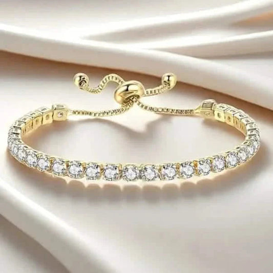 Copper Base with Plated Finish Synthetic Cubic Zirconia Inlay Adjustable Tennis Bracelet for Women DailySale