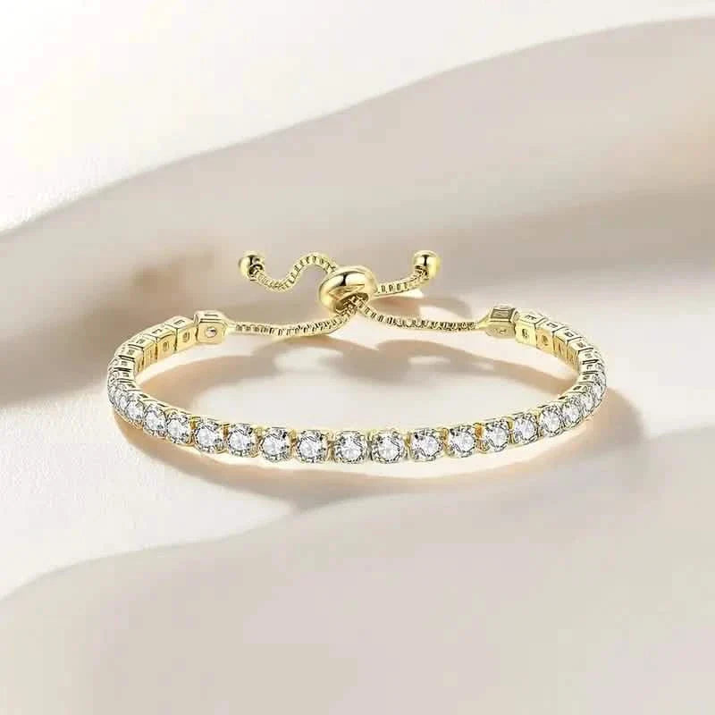 Copper Base with Plated Finish Synthetic Cubic Zirconia Inlay Adjustable Tennis Bracelet for Women DailySale