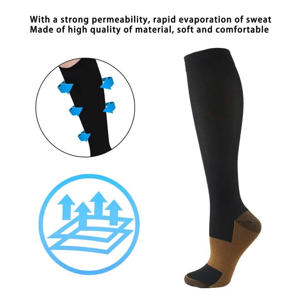 Copper Compression Socks 20-30mmHg Graduated Support L/XL for Men and Women DailySale