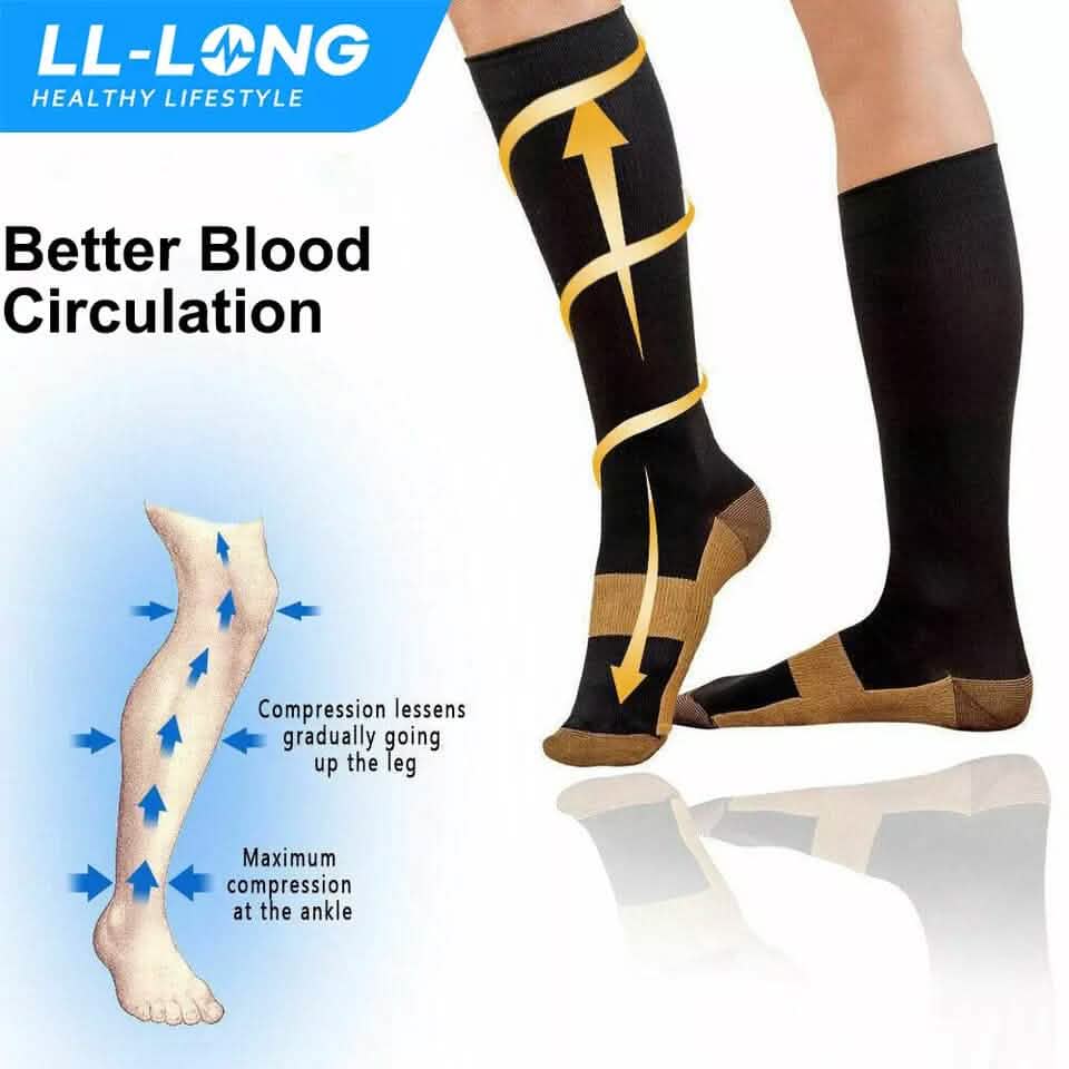 Copper Compression Socks 20-30mmHg Graduated Support L/XL for Men and Women DailySale