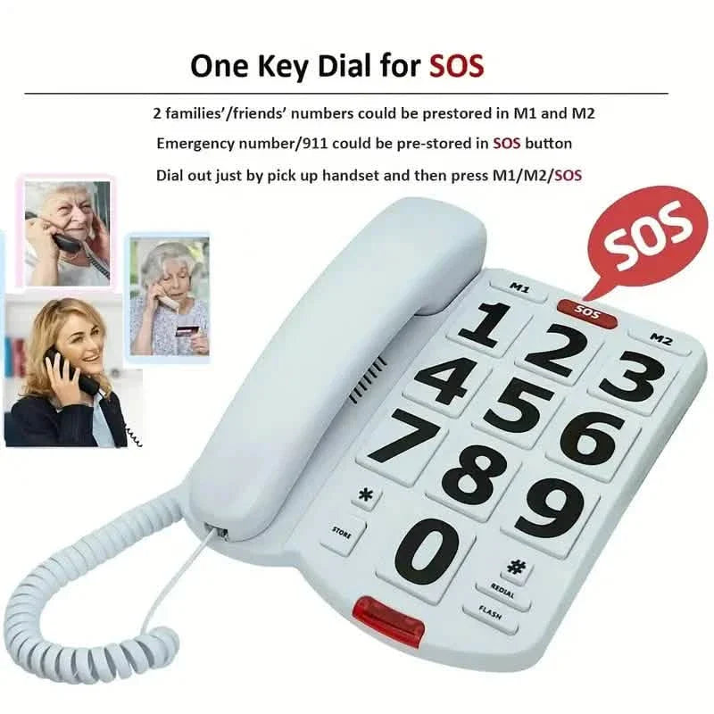 Corded Landline Telephone with Big Buttons for Seniors Home Phone DailySale