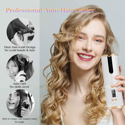 Cordless Automatic Portable Ceramic Barrel Hair Curler DailySale