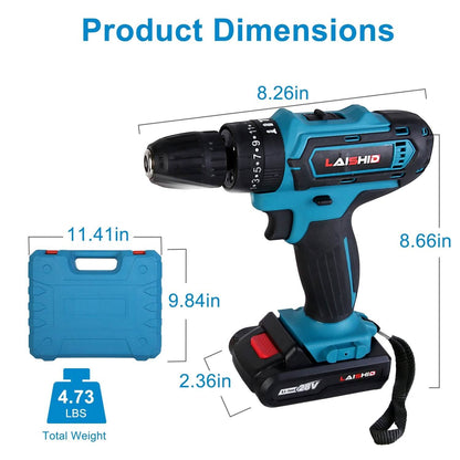 Cordless Drill Set with 2 Pieces 8V Batteries and Charger 2 Variable Speed 3/8In Keyless Chuck DailySale