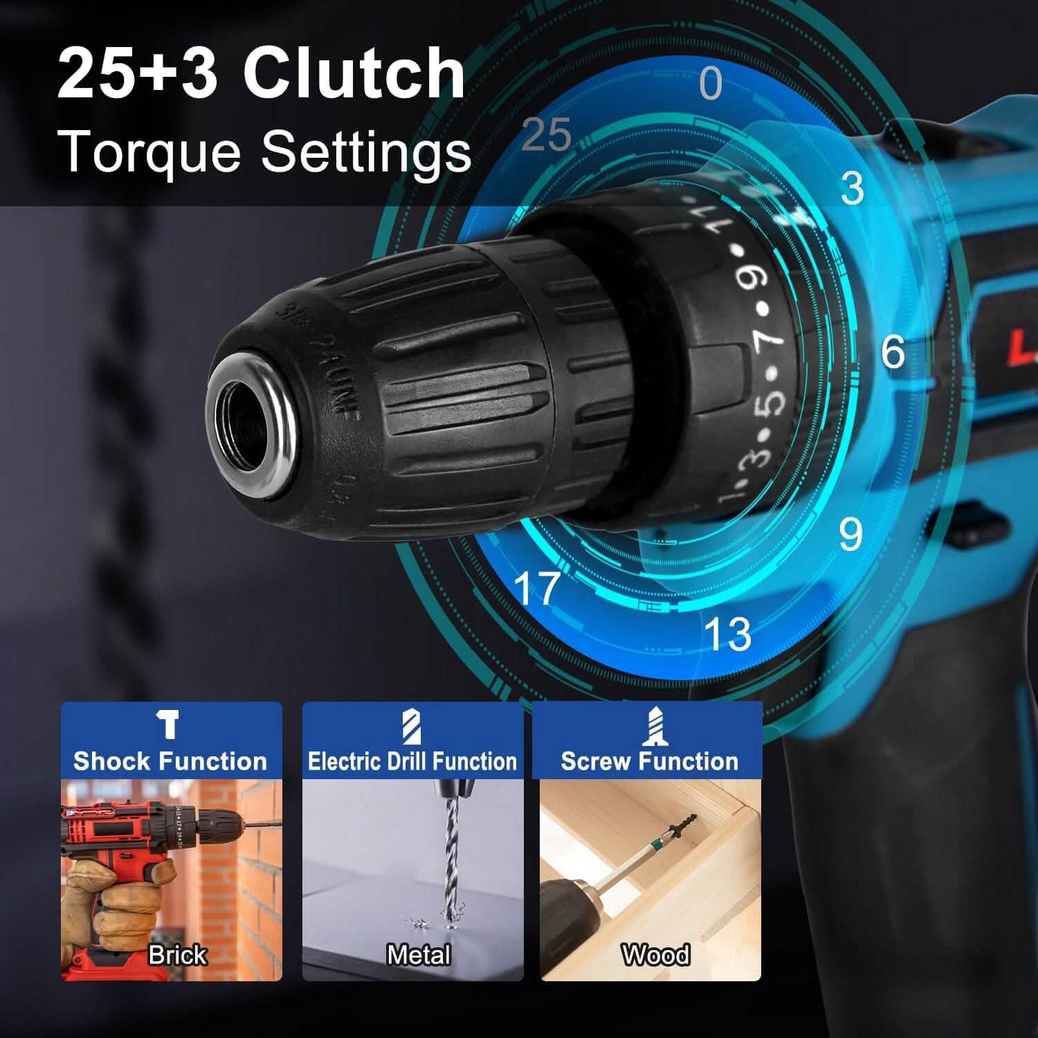 Cordless Drill Set with 2 Pieces 8V Batteries and Charger 2 Variable Speed 3/8In Keyless Chuck DailySale