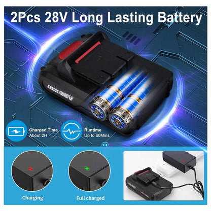 Cordless Drill Set with 2 Pieces 8V Batteries and Charger 2 Variable Speed 3/8In Keyless Chuck DailySale
