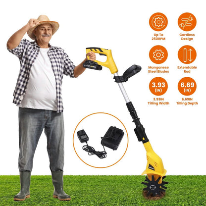 Cordless Electric Garden Tiller Cultivator With 20V Rechargeable Battery DailySale