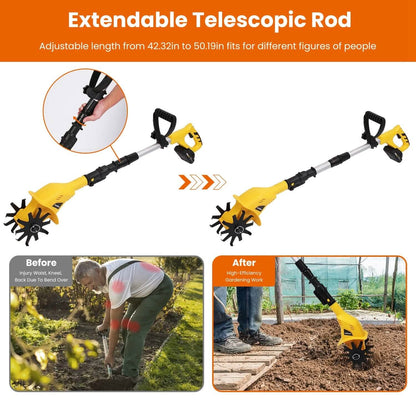 Cordless Electric Garden Tiller Cultivator With 20V Rechargeable Battery DailySale