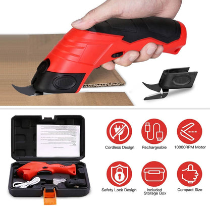 Cordless Electric Scissors Automatic Shears Cutting Tool with Rechargeable Battery 2 Replaceable Blades 10000RPM Fabric Cutter DailySale