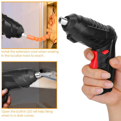 Cordless Electric Screwdriver Set with LED Work Light USB Rechargeable DailySale