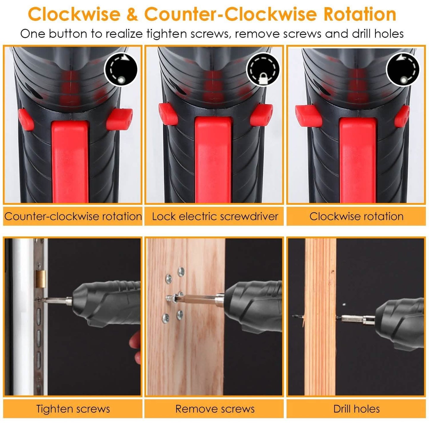 Cordless Electric Screwdriver Set with LED Work Light USB Rechargeable DailySale