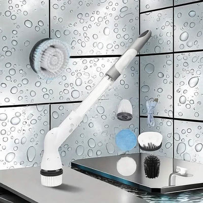 Cordless Electric Spin Scrubber with 6 Brush Heads and Adjustable Long Handle DailySale
