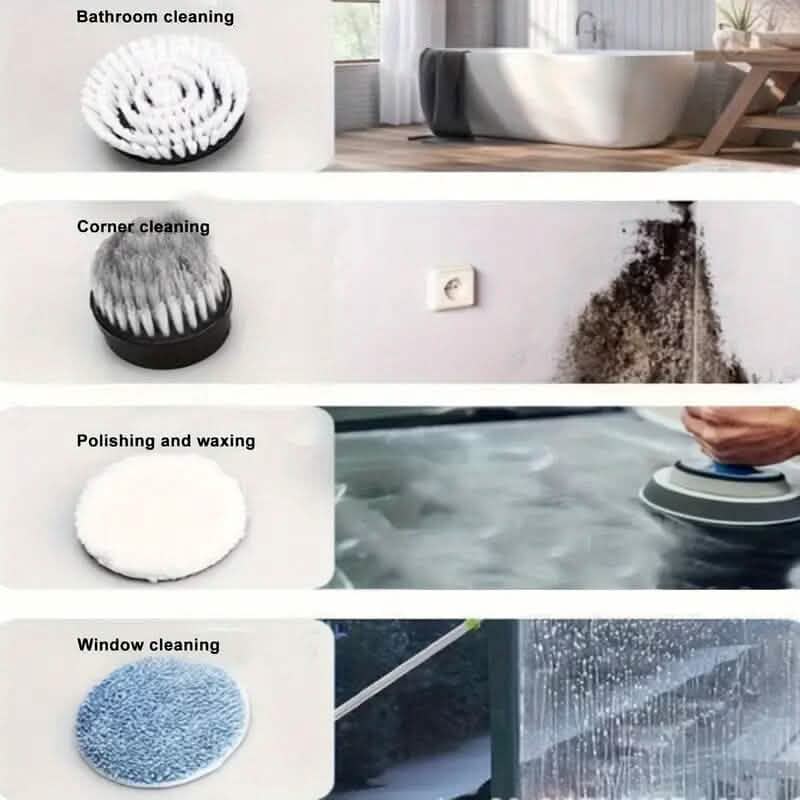 Cordless Electric Spin Scrubber with 6 Brush Heads and Adjustable Long Handle DailySale