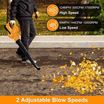 Cordless Leaf Blower Battery Powered Max 124MPH 300CFM with 2 Adjustable Speeds DailySale