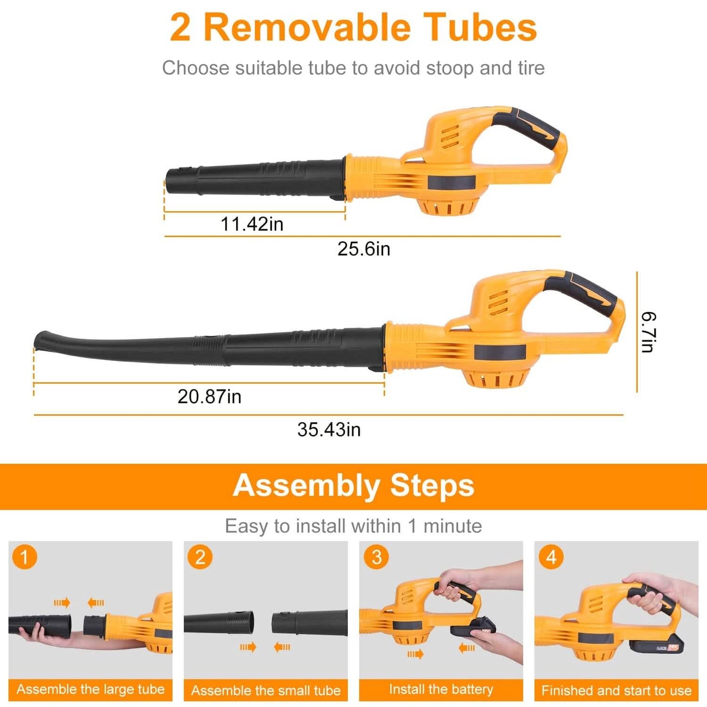 Cordless Leaf Blower Battery Powered Max 124MPH 300CFM with 2 Adjustable Speeds DailySale