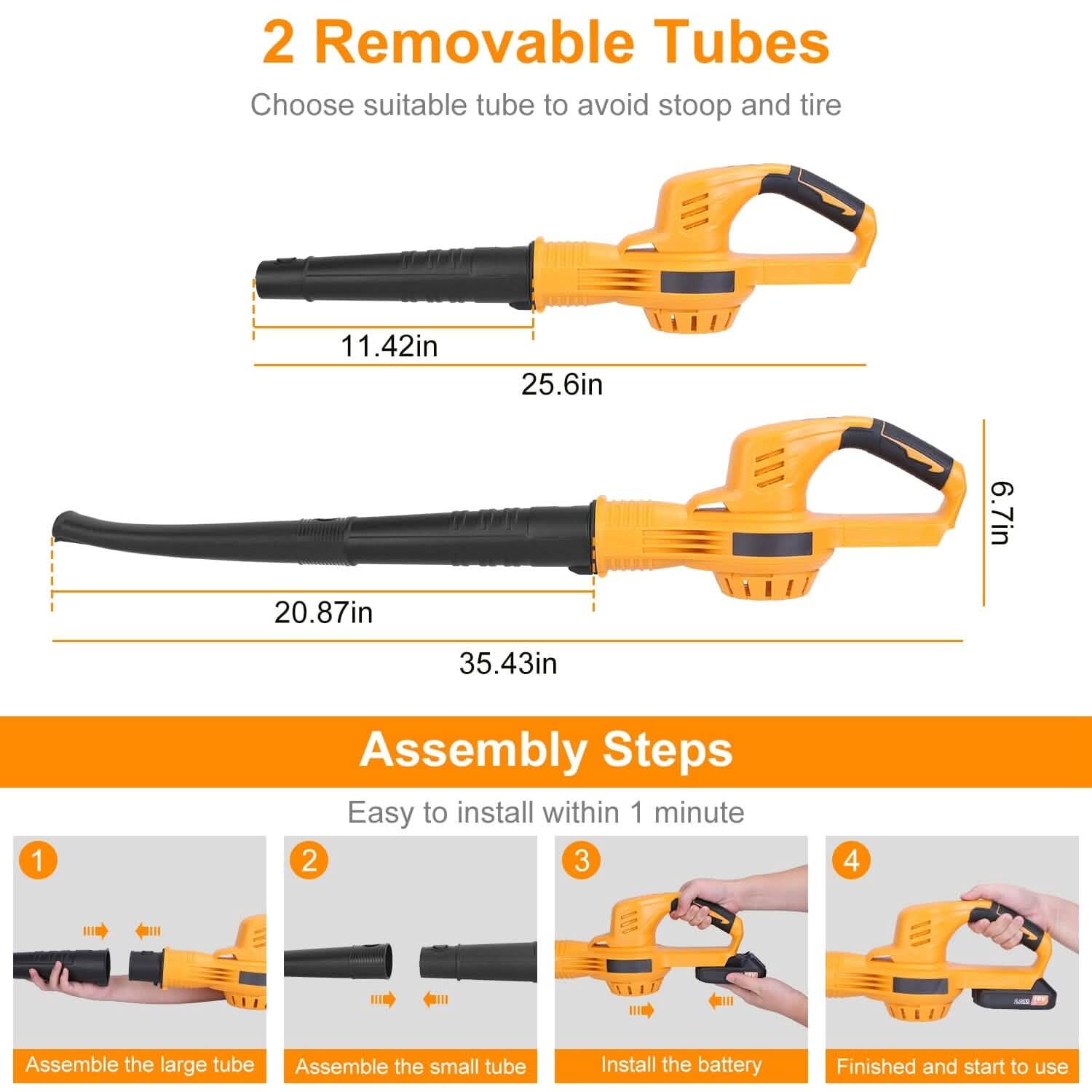 Cordless Leaf Blower Battery Powered Max 124MPH 300CFM with 2 Adjustable Speeds DailySale