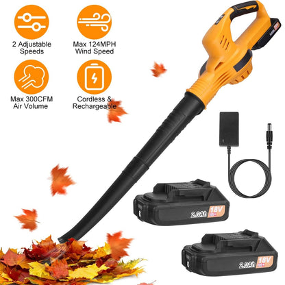 Cordless Leaf Blower Battery Powered Max 124MPH 300CFM with 2 Adjustable Speeds DailySale