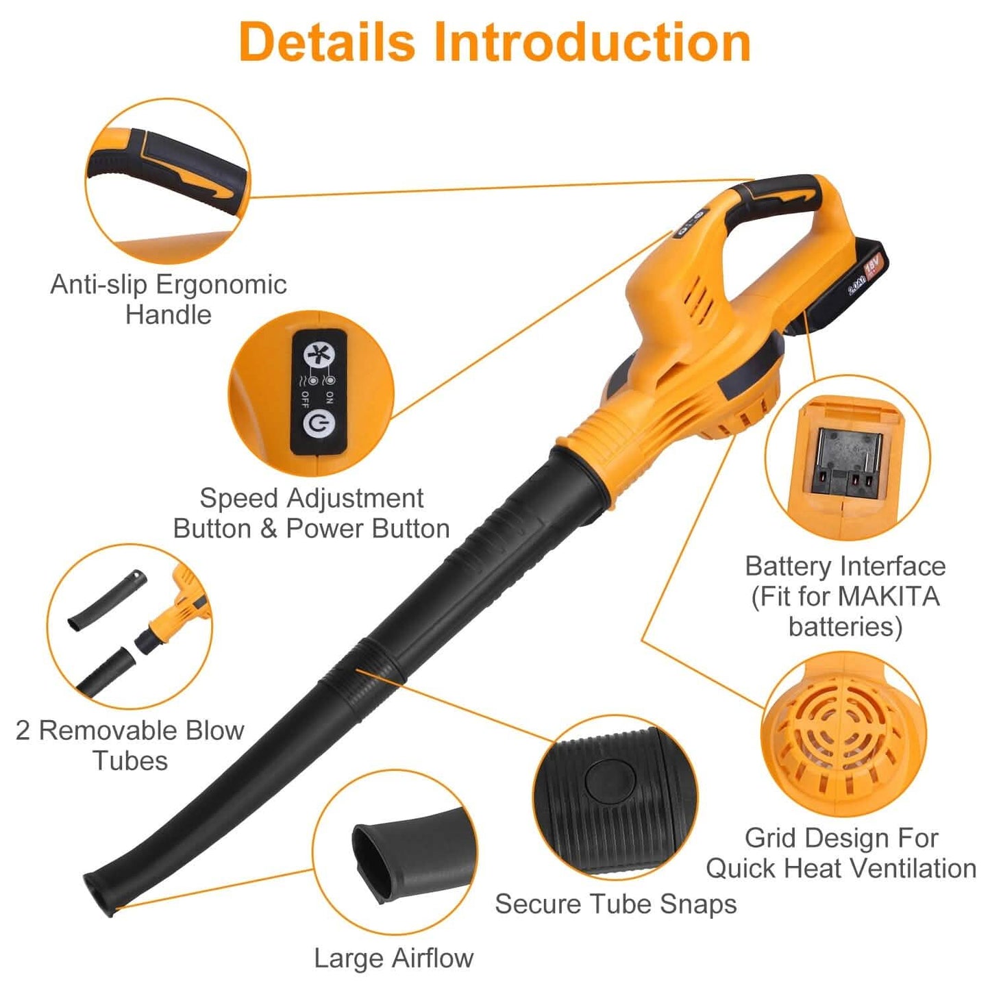 Cordless Leaf Blower Battery Powered Max 124MPH 300CFM with 2 Adjustable Speeds DailySale