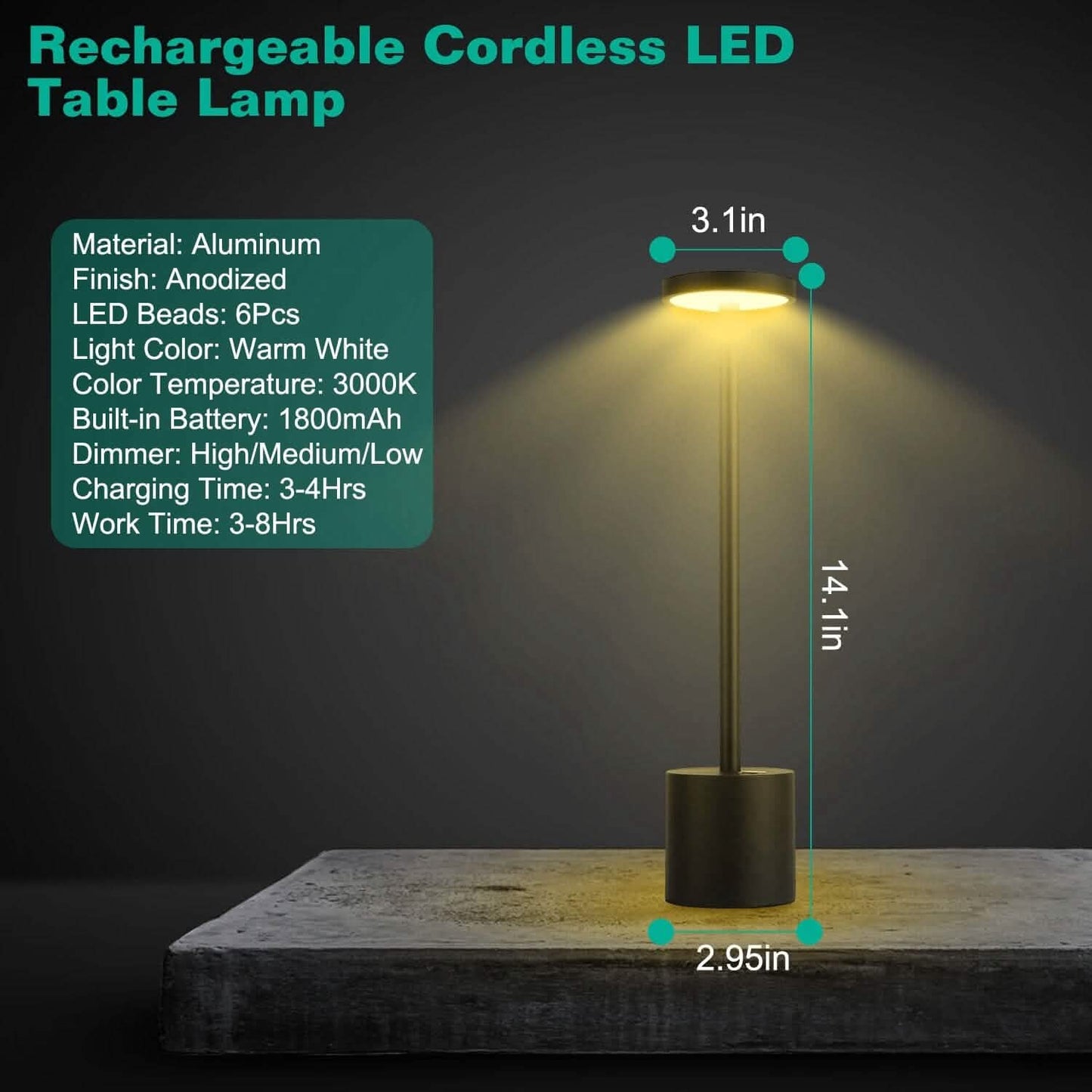 Cordless Portable Rechargeable Table Lamp DailySale