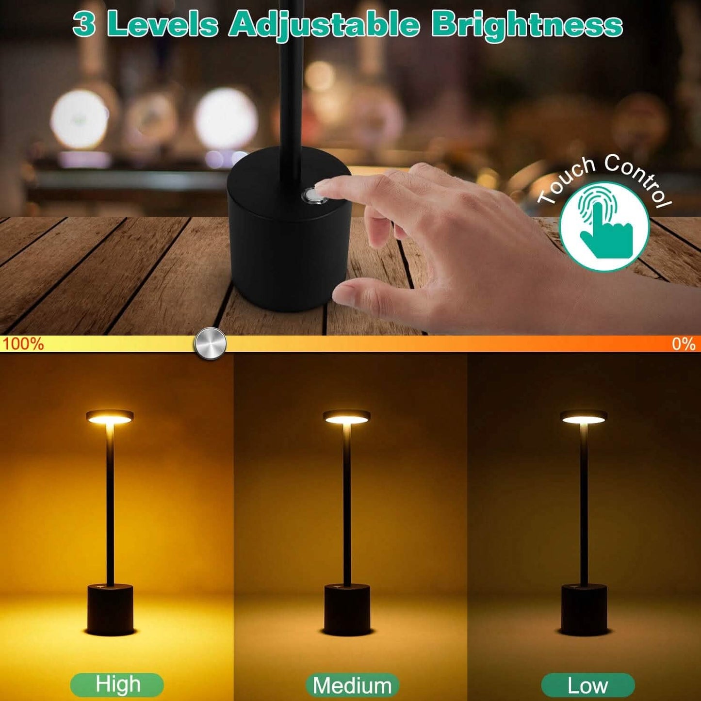 Cordless Portable Rechargeable Table Lamp DailySale
