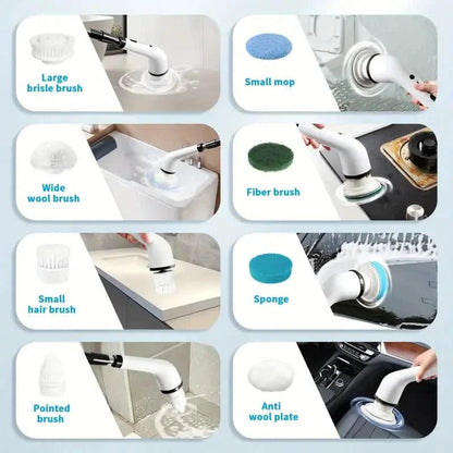 Cordless Power Spinning Cleaner Brush - 8 Replaceable Brush Heads DailySale