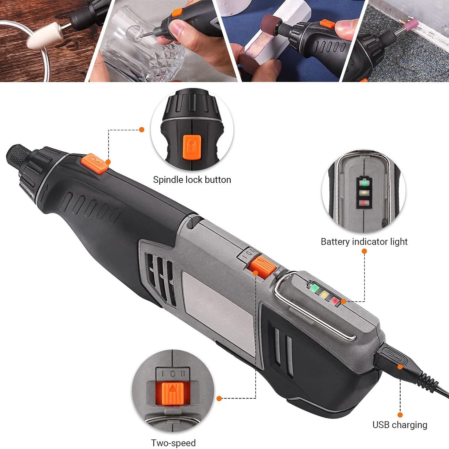 Cordless Rotary Tool 4V Power Portable Size with Versatile Accessories DailySale