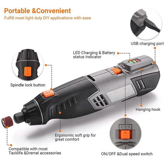 Cordless Rotary Tool 4V Power Portable Size with Versatile Accessories DailySale