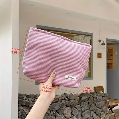 Corduroy Travel Makeup Bag, Large Capacity Travel Wash Bag DailySale