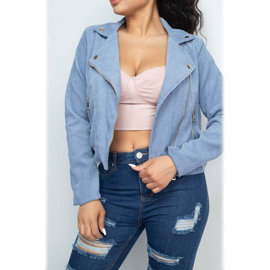 Corduroy Zipper Moto Jacket DailySale