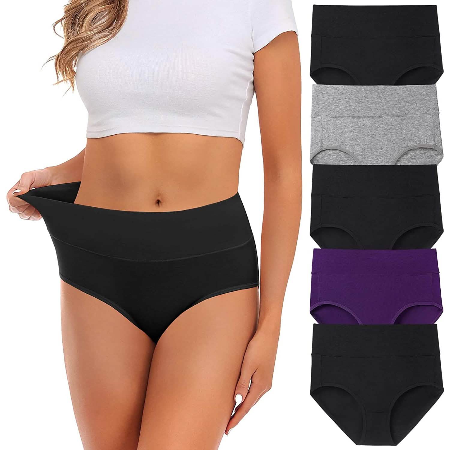 5-Pack: Cotton Mid Waist No Muffin Top Full Coverage Brief Ladies Underwear DailySale