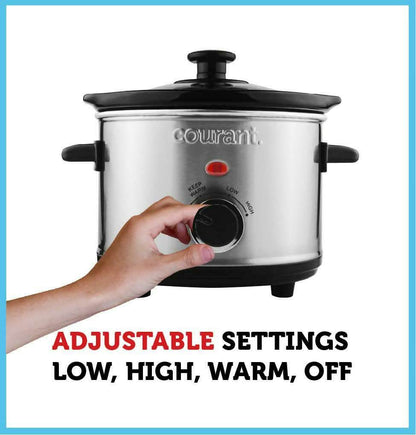 Courant 1.5 Quart Slow Cooker, Stainless Steel DailySale