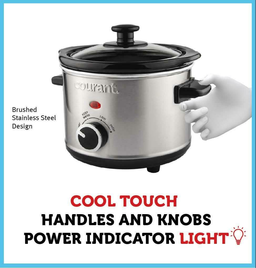 Courant 1.5 Quart Slow Cooker, Stainless Steel DailySale