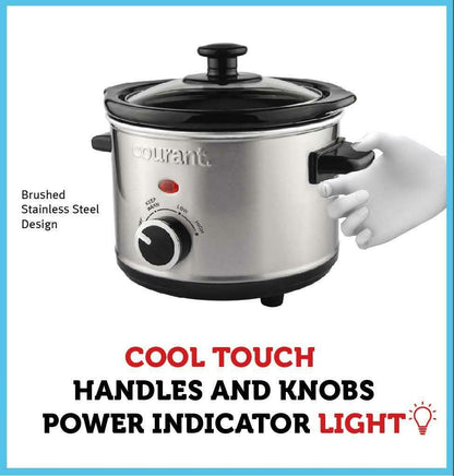 Courant 1.5 Quart Slow Cooker, Stainless Steel DailySale