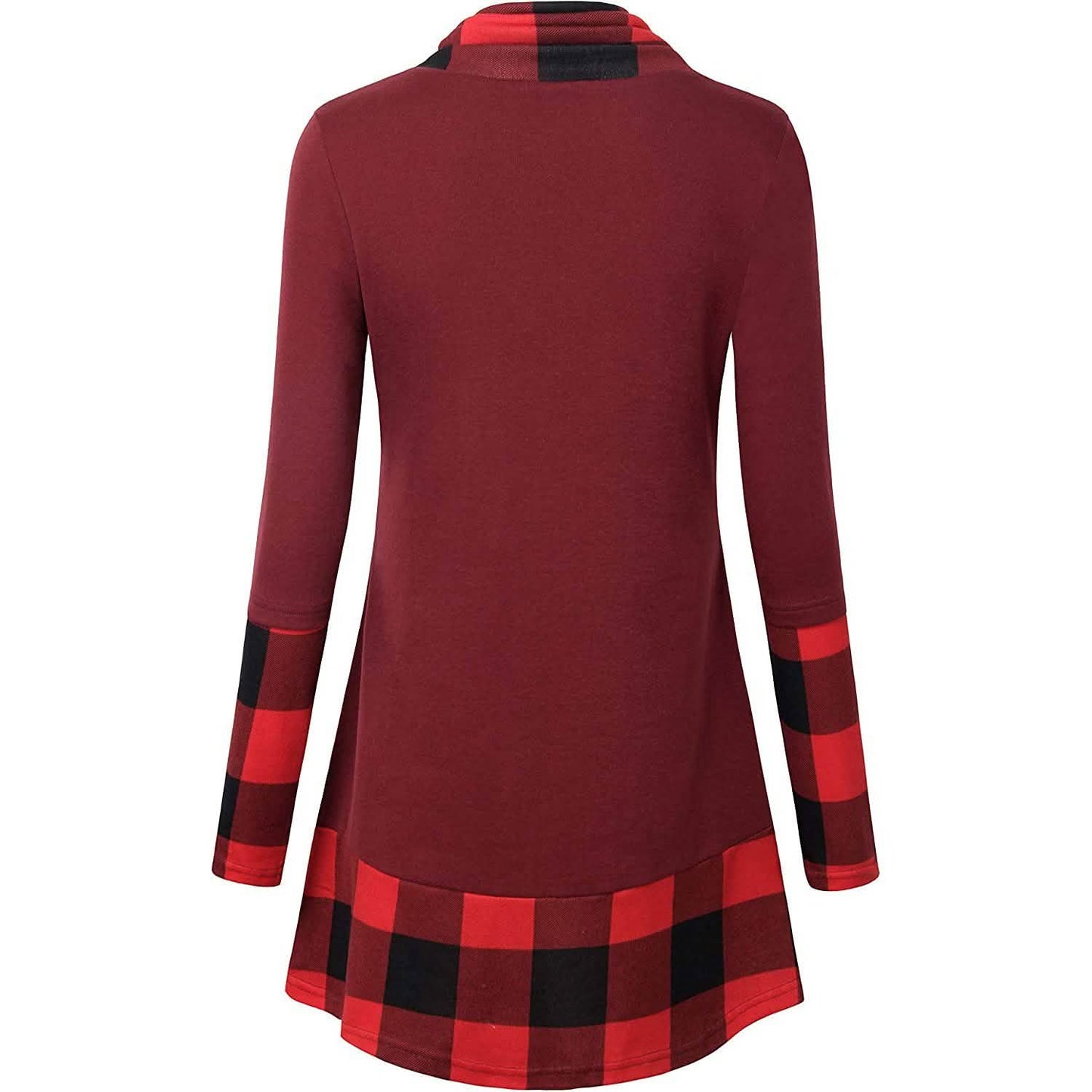 Cowl Neck Long Sleeve Patchwork Top DailySale