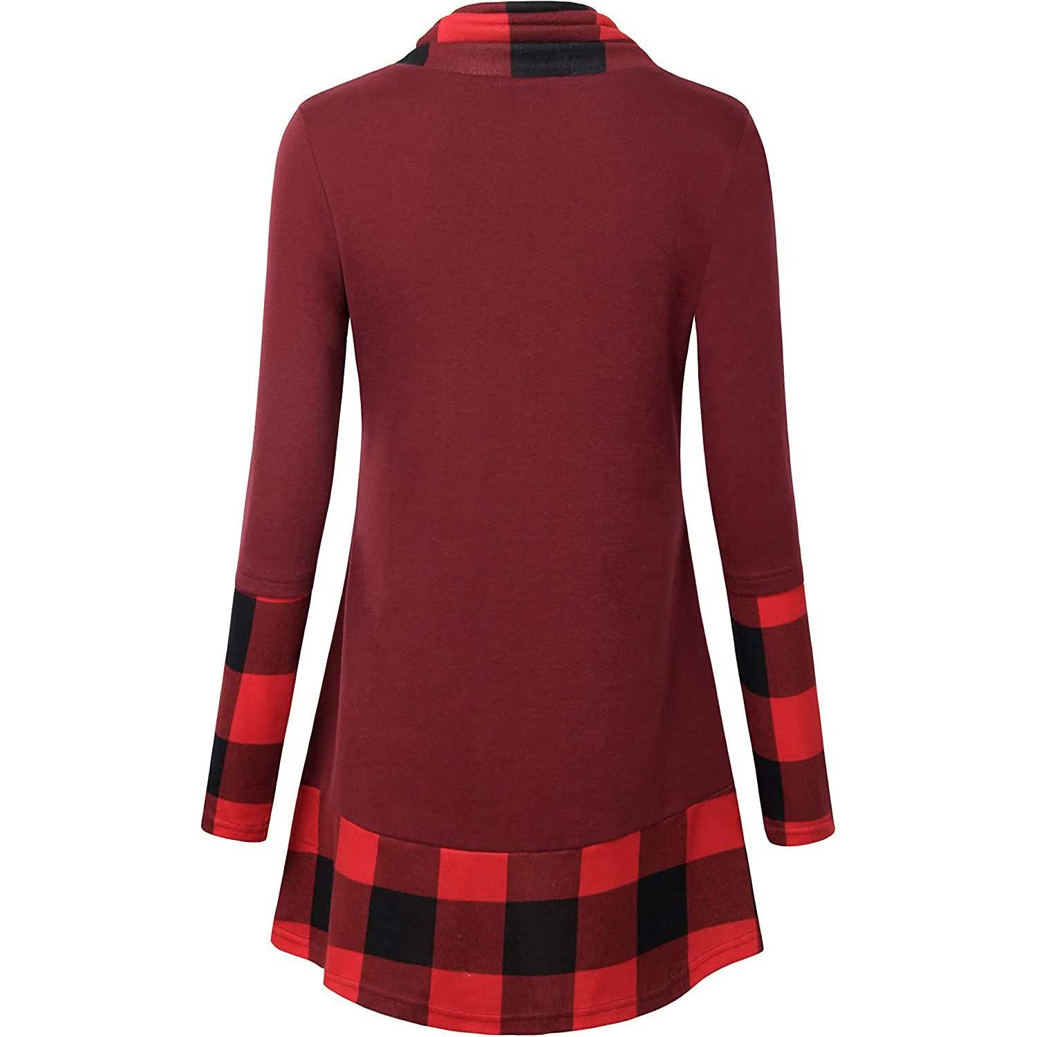 Cowl Neck Long Sleeve Patchwork Top DailySale