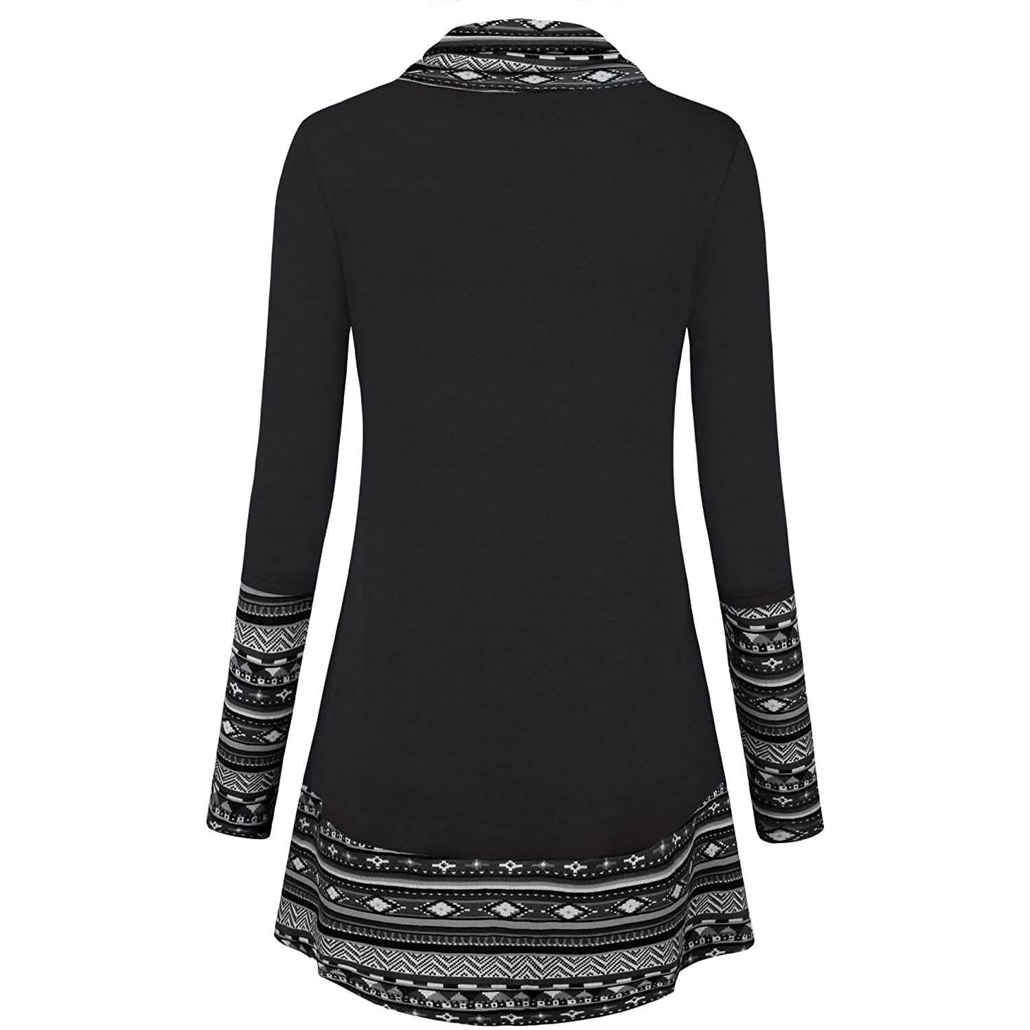 Cowl Neck Long Sleeve Patchwork Top DailySale