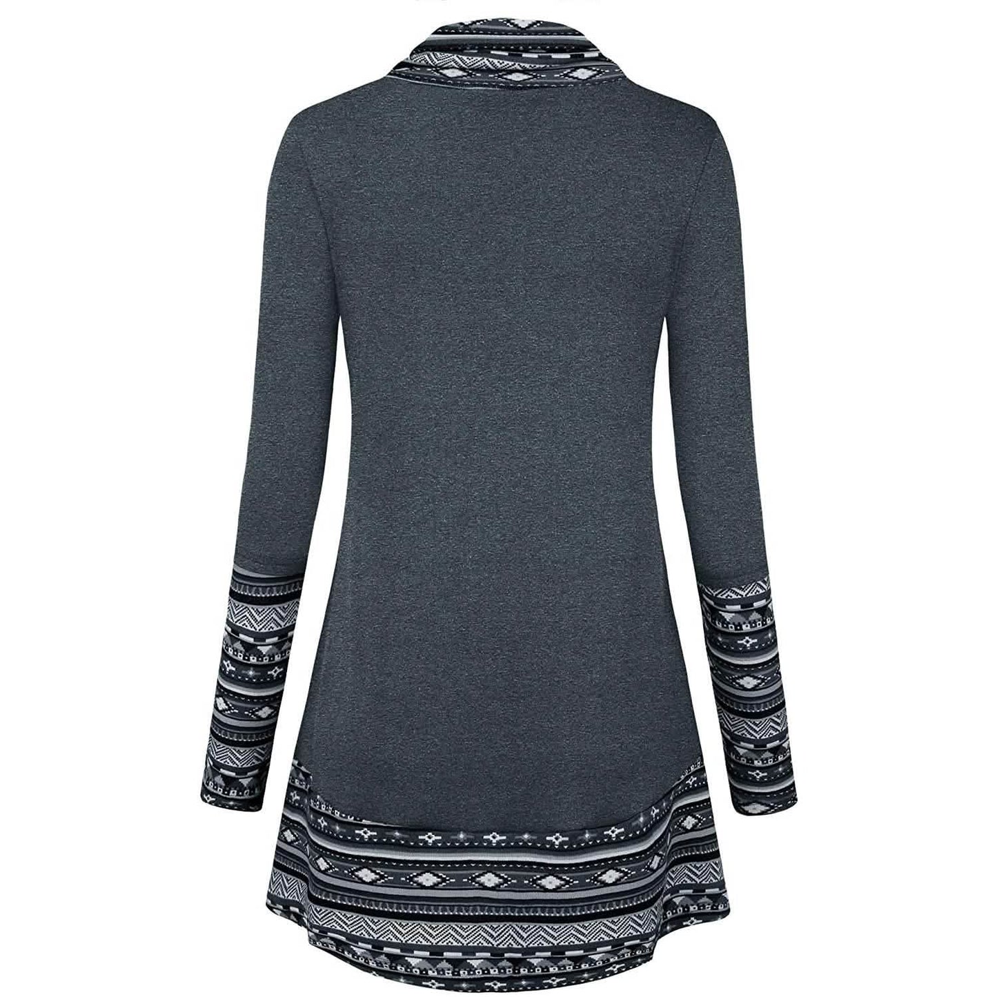 Cowl Neck Long Sleeve Patchwork Top DailySale