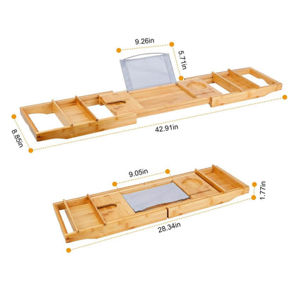 Crafted Bamboo Bath Tray Table Extendable Reading Rack DailySale