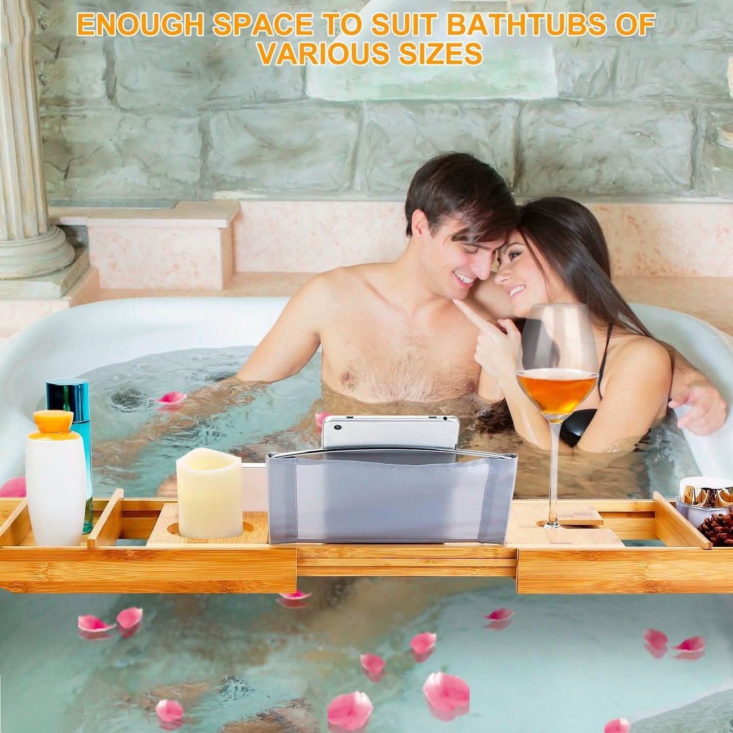 Crafted Bamboo Bath Tray Table Extendable Reading Rack DailySale