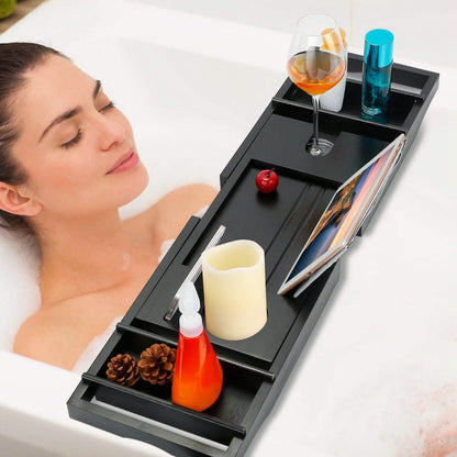 Crafted Bamboo Bath Tray Table Extendable Reading Rack DailySale